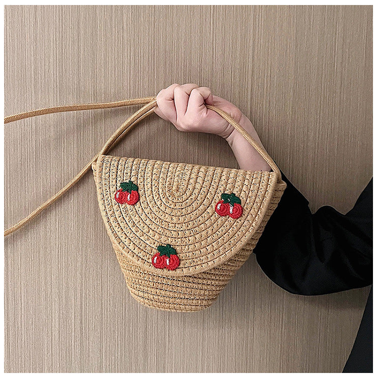 Wholesale Straw Woven Pearl Flip Small Bags
